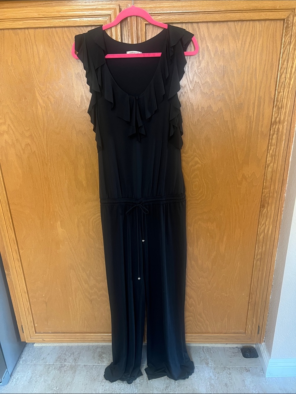 Black Ruffle-Trim Jumpsuit M